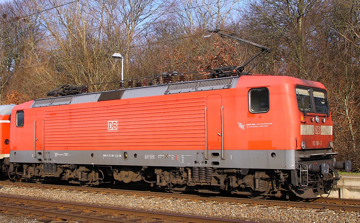 DB 112 181-3(Verl/AK/16.10.14)als Schublok einer RB nach Flensburg. Schleswig 11.02.2014