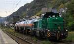 Infraserv Logistics 4125 006-1 mit 4x Flugbenzin unterwegs Richtung R�desheim. Kaub 23.10.2023