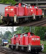 DB 3295 054-1 zieht eine der beiden letzten V90 der Reihe 291, hier die 3291 038-8 durch HH-Harburg.