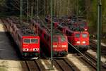 Mit die ältesten Fahrzeuge die die Bahn nutzt stehen hier einträchtig nebeneinander...155 239(frisch untersucht)151 103 und 140 678 sowie eine unbekannte 189 im Abstellbereich Maschen Gbf.