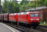 Gegenbild zu dem vom Andi...DB 145 004-8(REV/LD X/15.03.13)und 145 060-0(REV/LD X/21.04.15)mit dem leeren Kohle-Pendel auf dem Weg zum Hamburg Hafen/HansaPort.