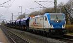Nach fast 2 Std Wartezeit im Ausweichgleis im/am Bhf J�bek durfte die HLG 187 331-4 mit ihren 20 WASCOSA Sch�ttgutwagen J�bek endlich Richtung S�den verlassen.